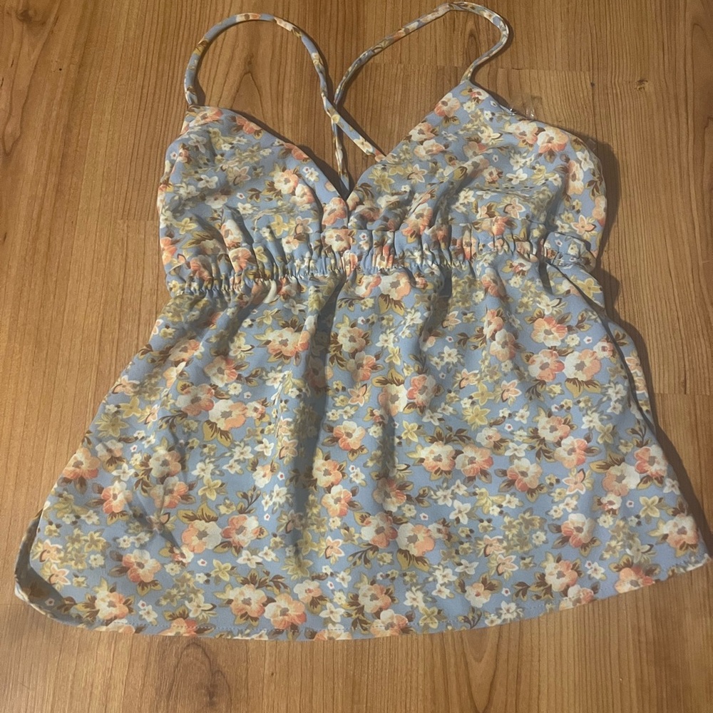 Floral Spaghetti Strap Top, brand: Misty Rose